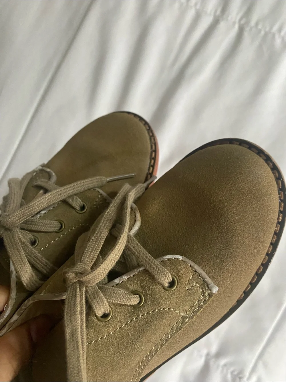 Polo by Ralph Lauren Boys Tan Suede Lace-Up Dress Shoes with Red Rubber Sole